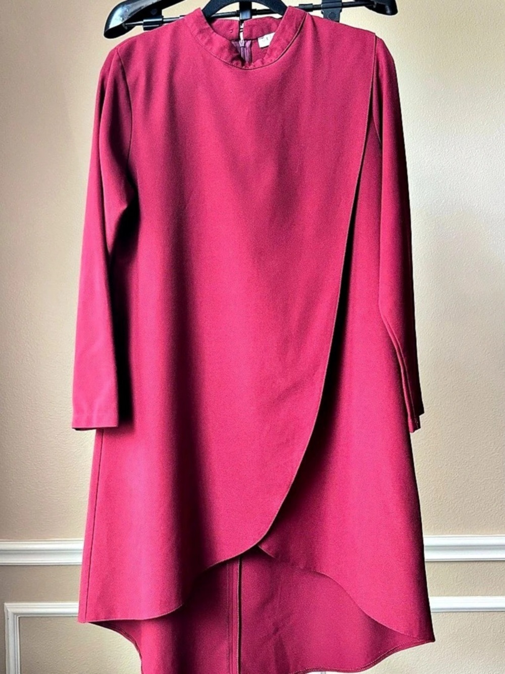 Oz Filizler Asymmetrical Mini Dress in Maroon Size Medium